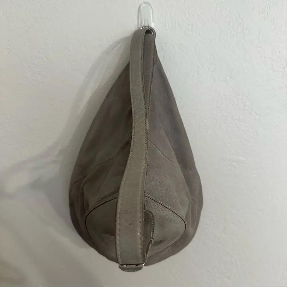 Vintage 90s Jones NY Triangle Leather Backpack Rock Stone Gray Convertible Bag